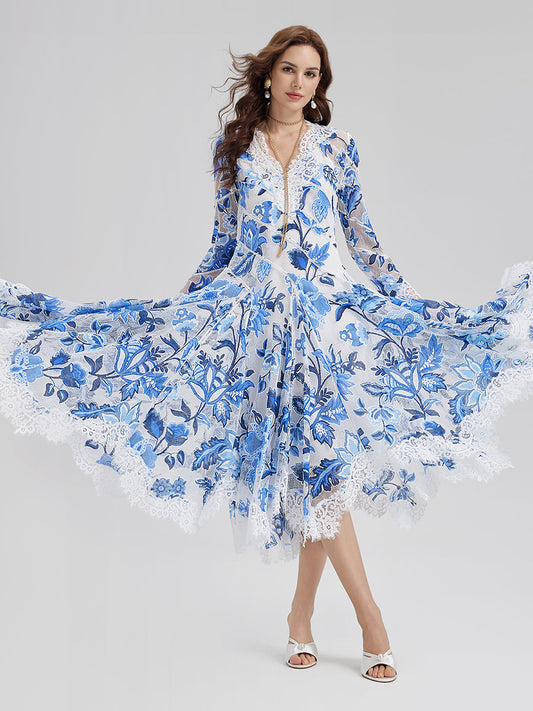 Lace Jacquard Panel Dress